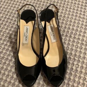Jimmy Choo Nova Patent Leather Peep-Toe Pumps